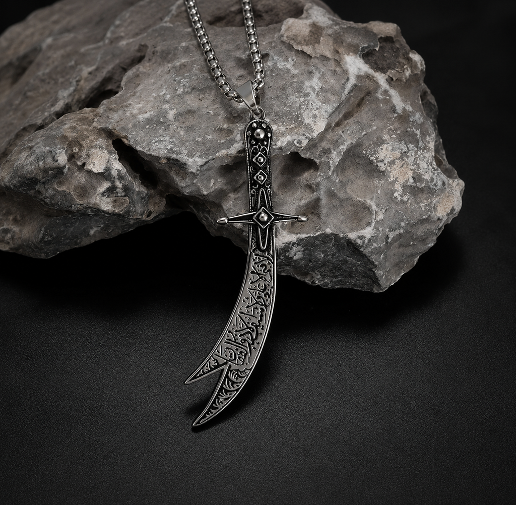 La-Fateh Illa Ali Zulfiqar Sword  Pendant Necklace