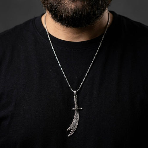 La-Fateh Illa Ali Zulfiqar Sword  Pendant Necklace