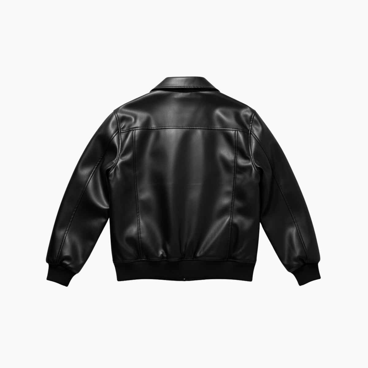 Black Boxy Fit Faux Leather Jacket
