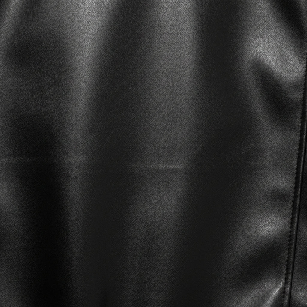 Black Boxy Fit Faux Leather Jacket